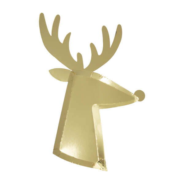 Gold Reindeer Plates Meri Meri Party Goods