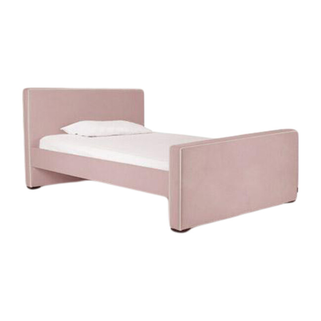Dorma High Headboard Bed, Blush Linen & Walnut Frame Monte Beds